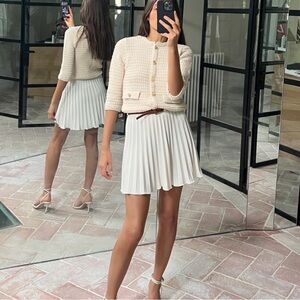 Zara Cream Mini Pleated Skirt